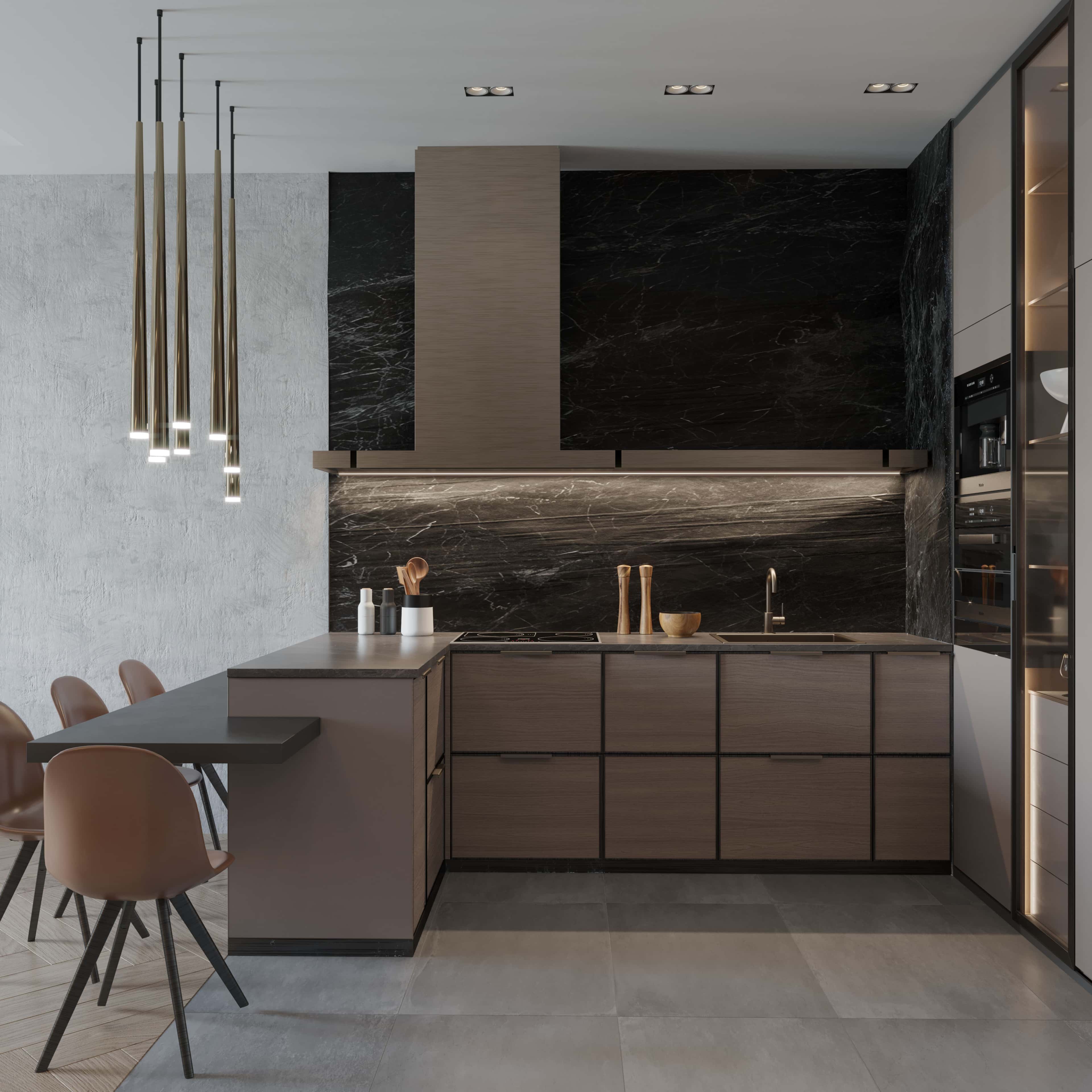 Затишок в деталях Стильна кухня з декоративним підсвічуванням, що створює атмосферу затишку та розслабленості