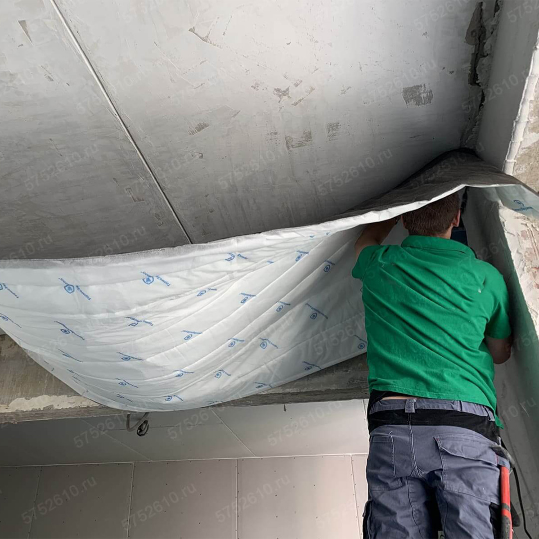 Термозвукоізол для стелі Приклад використання матеріалу типу Термозвукоізол для звукоізоляції стелі в каркасі.