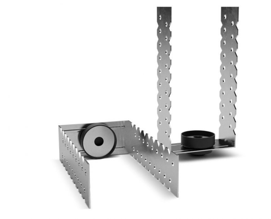 Розмітка каркасу Підготовка до монтажу звукоізоляції стелі: розмітка місць для кріплення елементів каркасу.