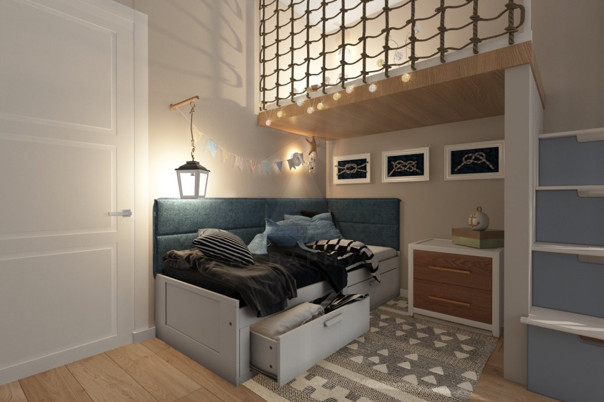 Сучасна дитяча кімната Сучасна дитяча кімната з функціональними меблями та яскравим декором для щасливого розвитку.