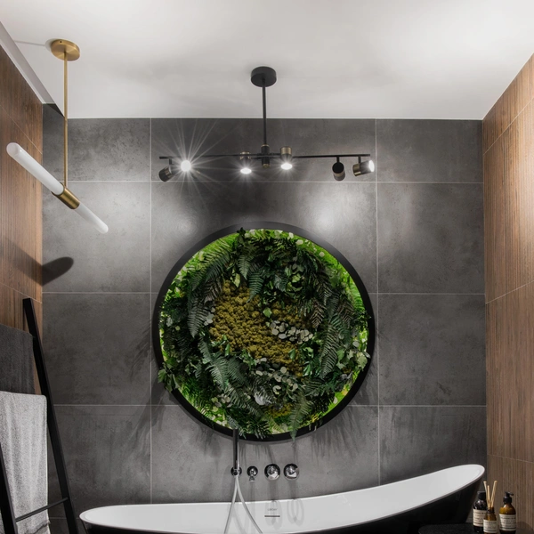 Натхнення спа-стилю Ванна кімната в стилі спа-центру з елементами сучасного арт-декору, що надихає.