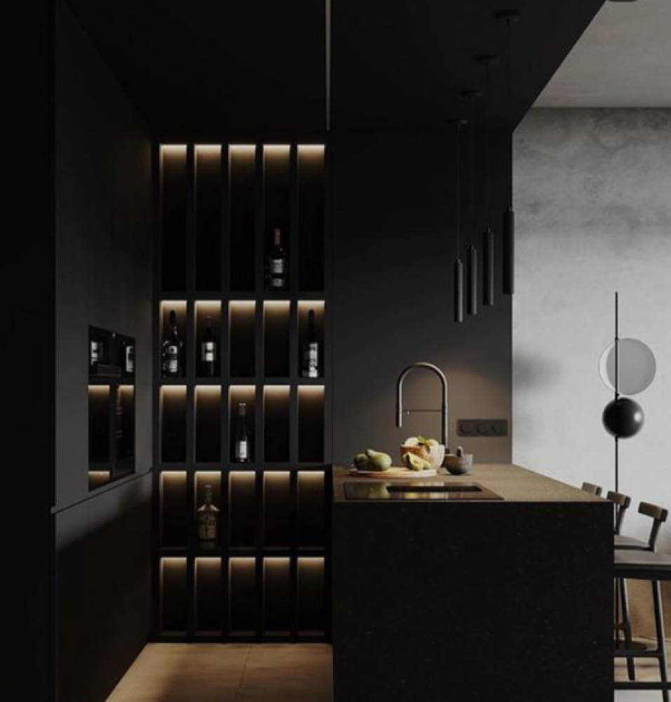 Темна неокласика в інтер'єрі Неокласичний темний інтер'єр вітальні з каміном та вишуканими меблями