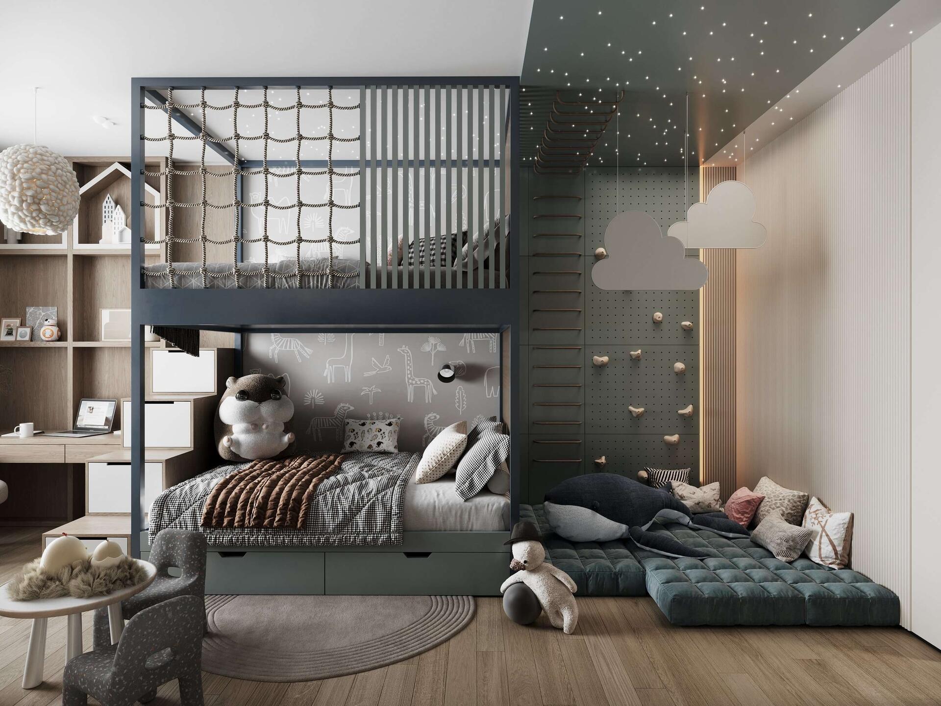 Вітальня з трансформацією Дизайн маленької двокімнатної квартири: вітальня з диваном-трансформером для економії простору.