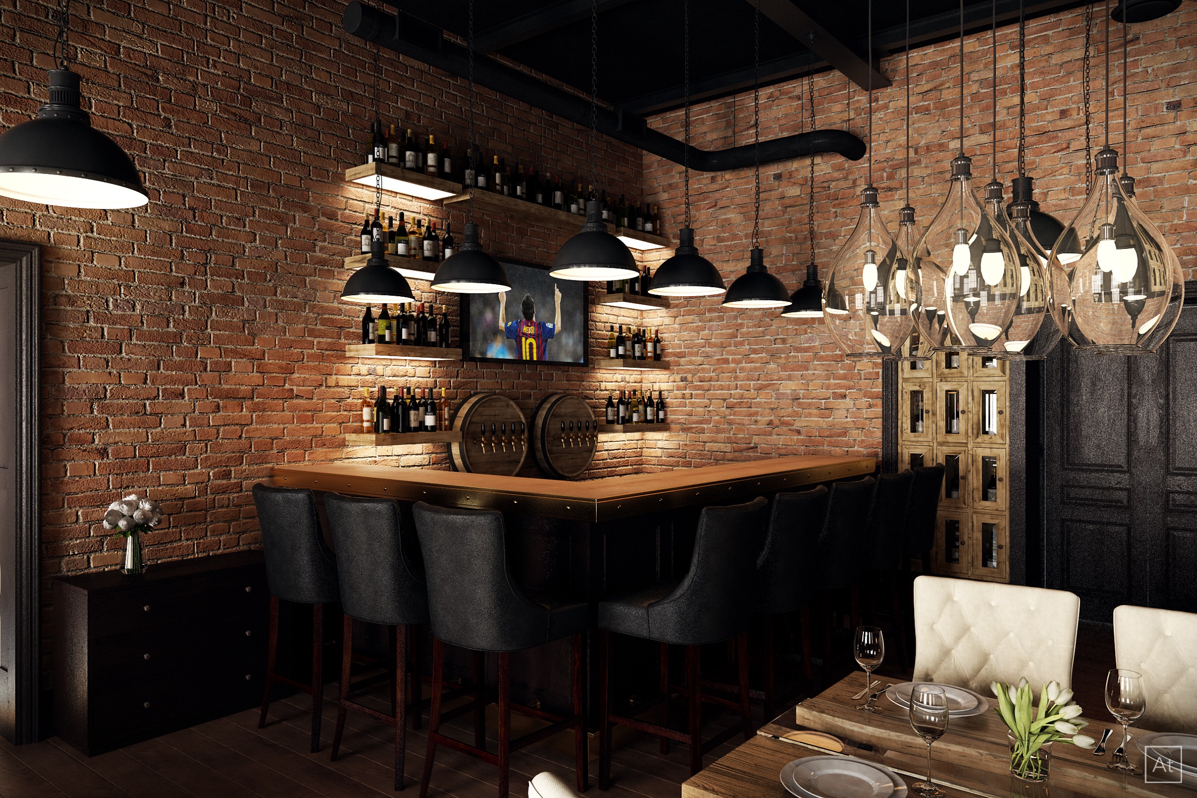 Лофт кафе: затишок та стиль Інтер'єр кафе в стилі лофт з цегляною кладкою та мінімалістичними меблями. Дизайн кафе 2026.