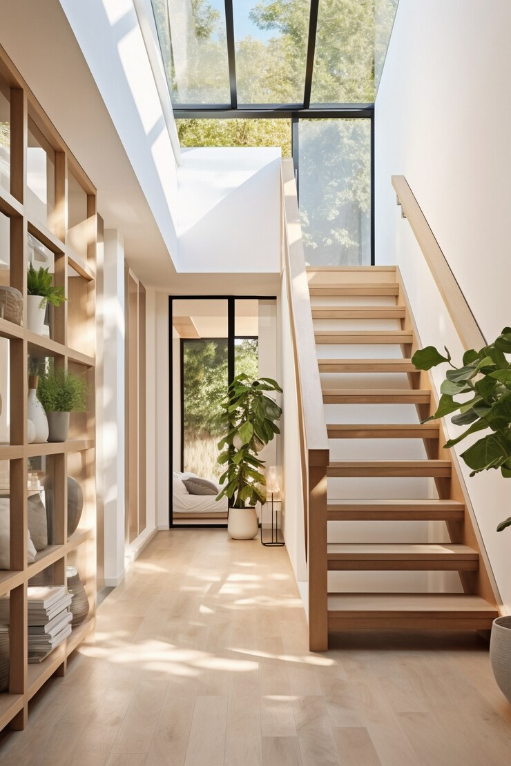 Дизайн студії Сучасний дизайн студії з зонуванням за допомогою меблів та освітлення