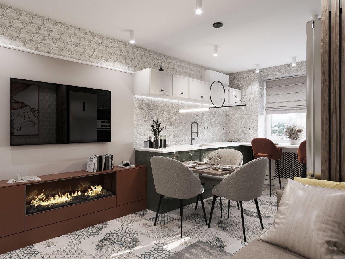 Мінімалістичний кабінет Сучасний дизайн інтер'єру 2026: робочий кабінет в стилі мінімалізм з великим столом.