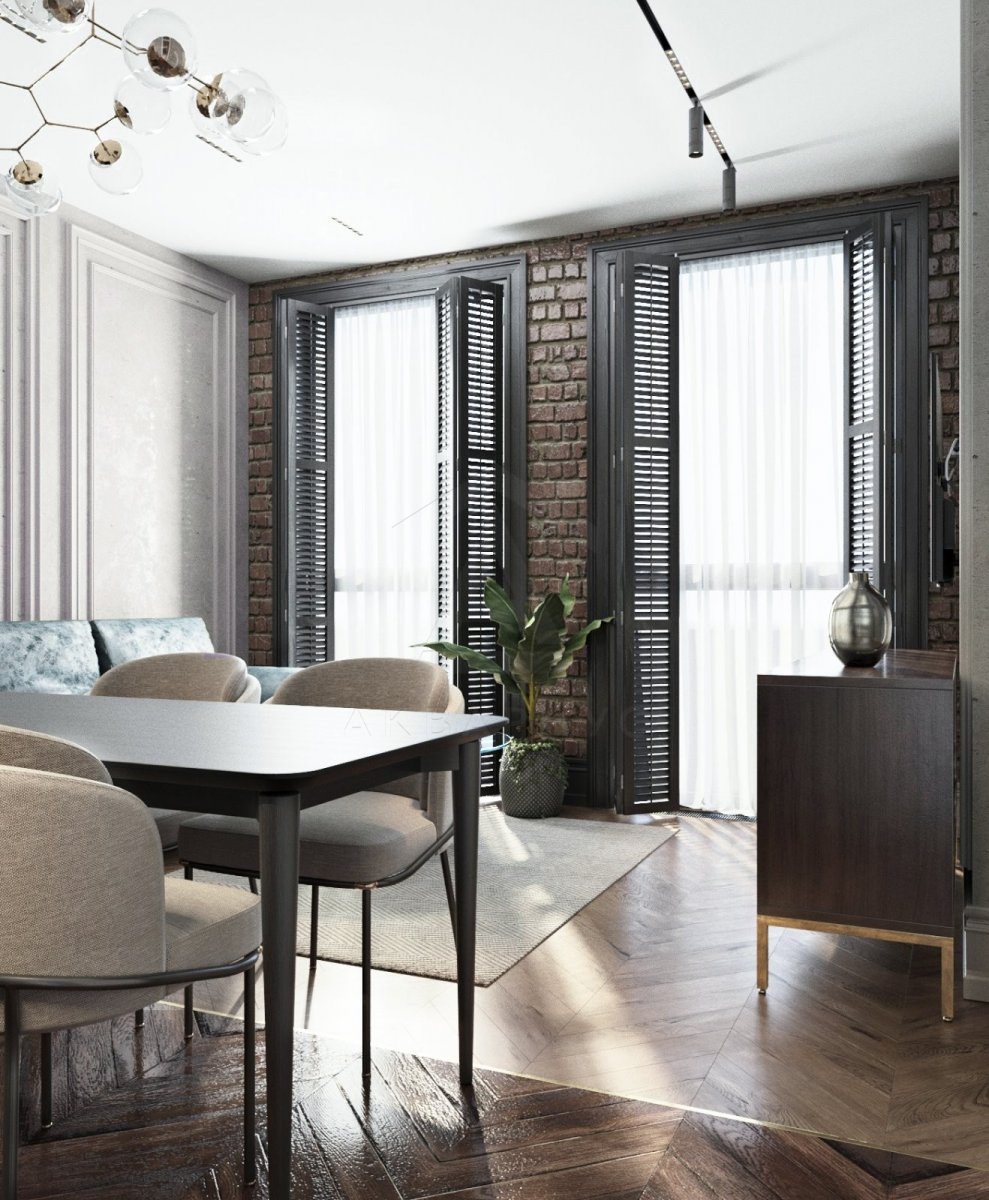 Індастріал в стилі Лофт Сучасний лофт 2026: Відкрите планування, меблі в стилі індастріал, сіра палітра.