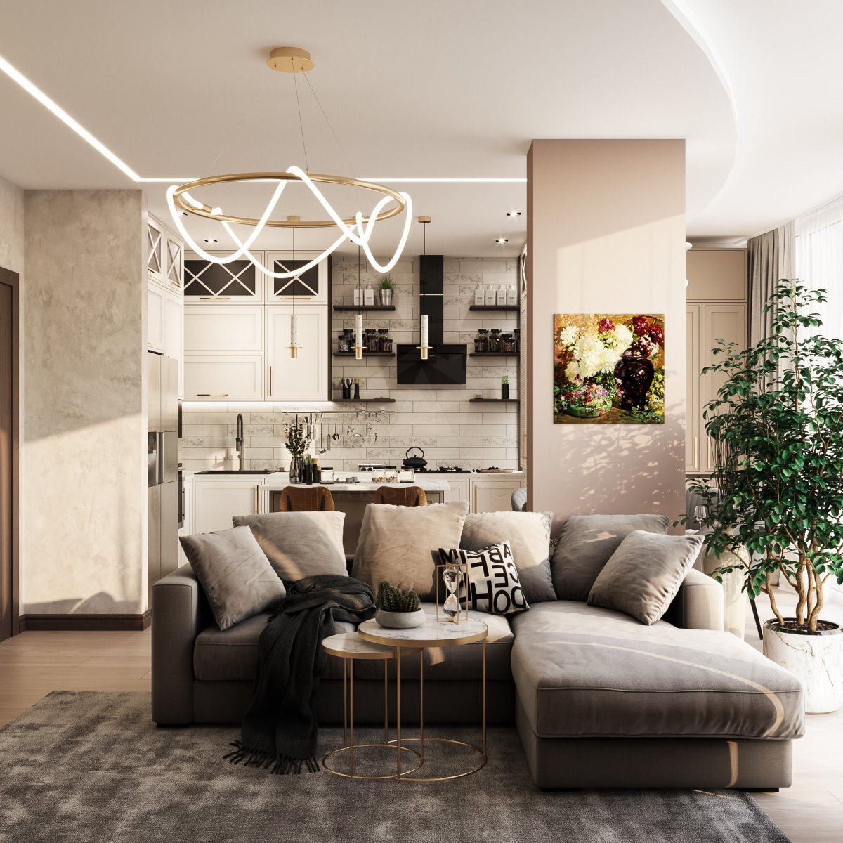 Кухня в стилі лофт Інтер'єр кухні в стилі лофт 2026 з меблями в стилі індастріал та сірою колірною гамою