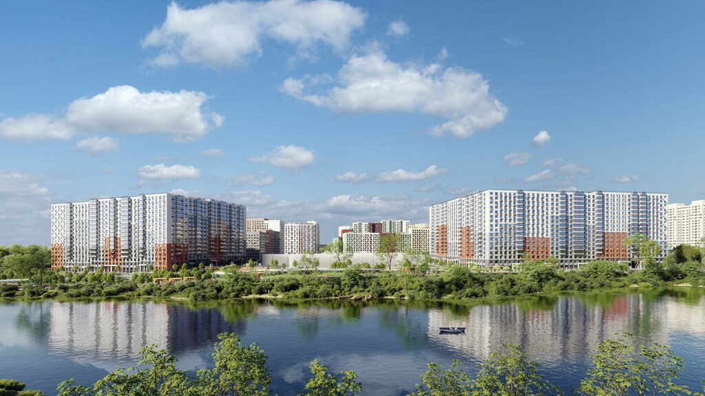 Комфорт та стиль Сучасна архітектура київського ЖК біля води з розвиненою інфраструктурою та набережною.