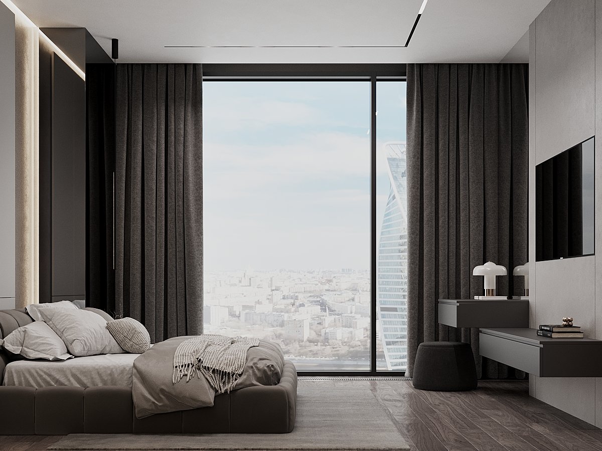 Кухня-вітальня з островом 3D-візуалізація дизайну кухні-вітальні з островом та обідньою зоною.