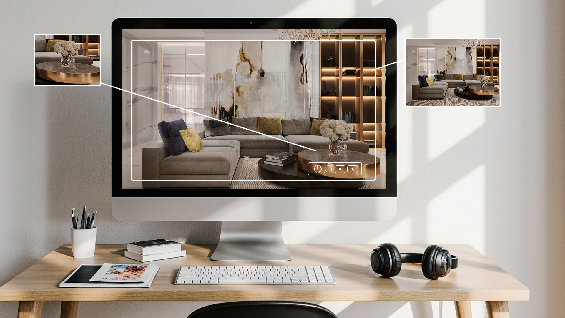 3D-візуалізація кухні ШІ Приклад використання ШІ для автоматизації 3D-візуалізації дизайну інтер'єру кухні.