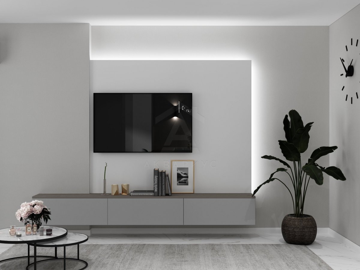 Вітальня мрії Дизайн-проект вітальні: зручний диван, камін та телевізор для сімейного відпочинку